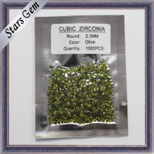 Medio verde oliva redonda corte brillante zirconia cúbica para la joyería